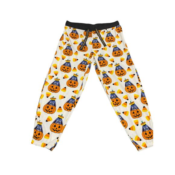 Disney Halloween Lounge Pants Size L 12-14 White Orange Eeyore Pumpkin - Picture 9 of 16